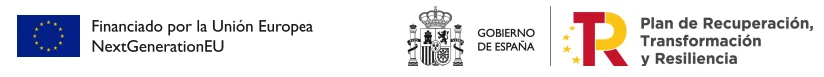 Imagen logos como Financiado por la Unión Europea NexGenerationEU, Gobierno de España y Plan de Recuperación, Transformación y Resiliencia